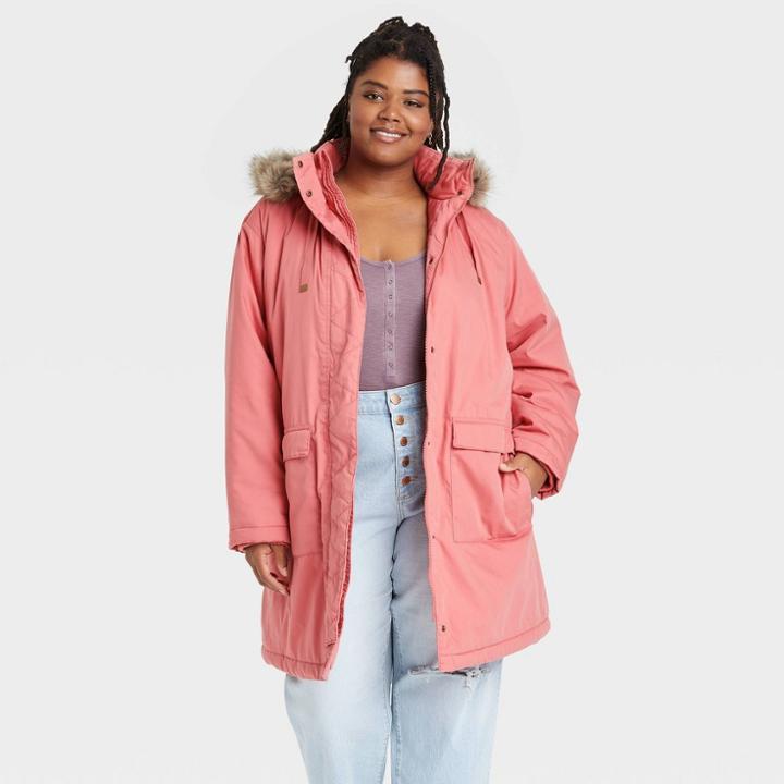 Women's Plus Size Arctic Parka Jacket - Universal Thread Pink Coral