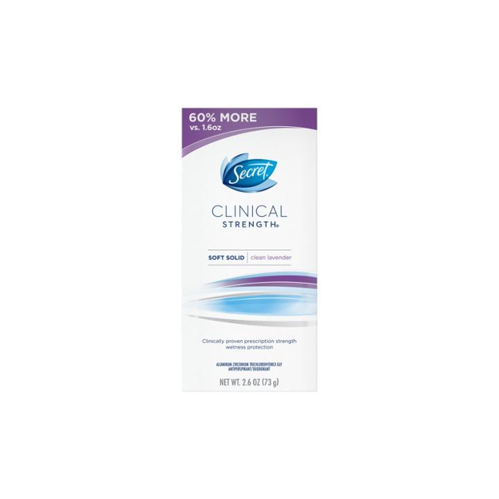 Secret Clinical Strength Clean Lavender Soft Solid Antiperspirant And Deodorant