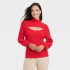 Women's Mock Turtleneck Cut Out Sweater - A New Day Red
