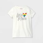 Girls' Love More Graphic Short Sleeve T-shirt - Cat & Jack Cream