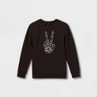 Boys' Skeleton Peace Sign Crew Neck Sweatshirt - Art Class Black