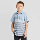 Petiteboys' Short Sleeve Striped Button-down Shirt - Cat & Jack Light Blue/gray L, Boy's,