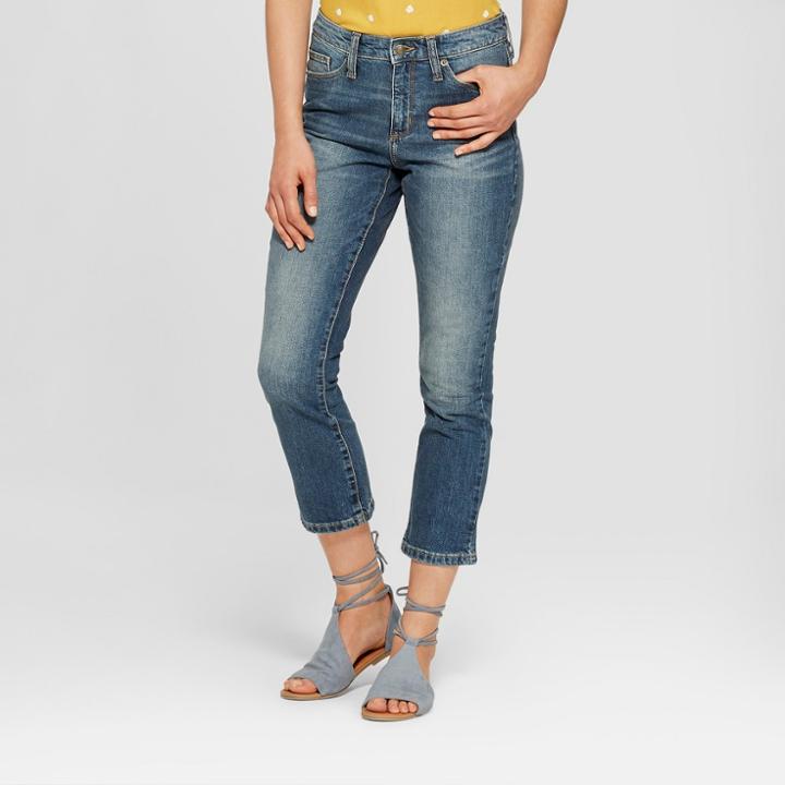Women's High-rise Wide Leg Kick Boot Crop Jeans - Universal Thread Dark Wash