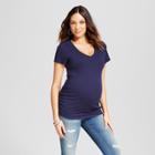 Target Maternity Shirred V-neck T-shirt - Isabel Maternity By Ingrid & Isabel Navy (blue)
