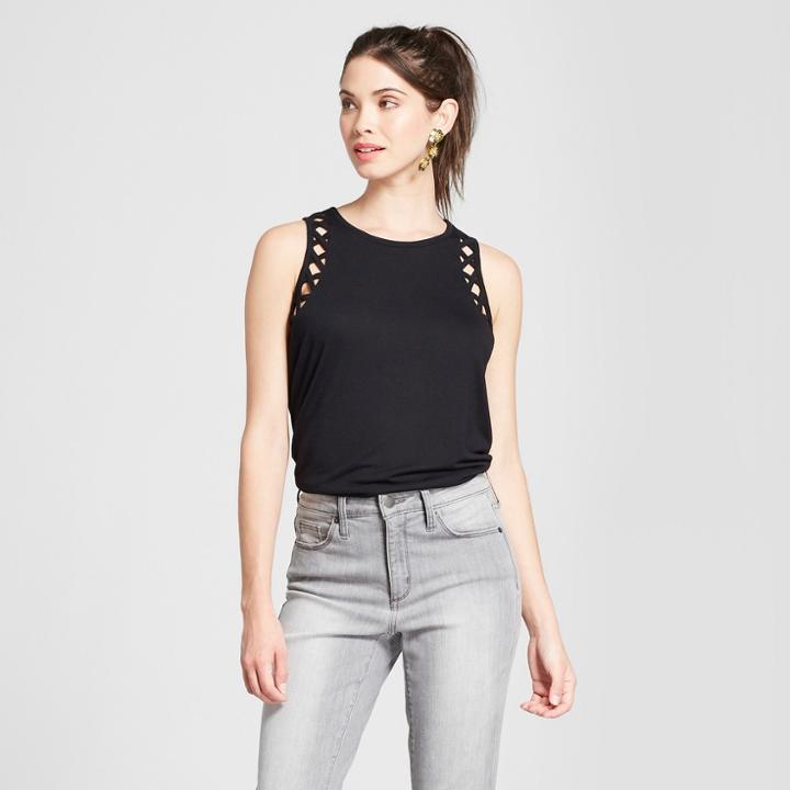 Women's Cut Out Detail Tank Top - Grayson Threads (juniors') Black