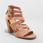 Women's Emmie Wide Width Thick Strap Heeled Pumps - Universal Thread Blush 9.5w,