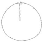 Target Women's Diamond Cut Singapore Extender Necklace With Ball Stations In Sterling Silver - Silver (12 + 4),