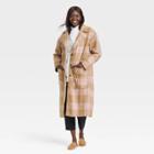 Women's Relaxed Fit Top Overcoat - A New Day Brown Plaid
