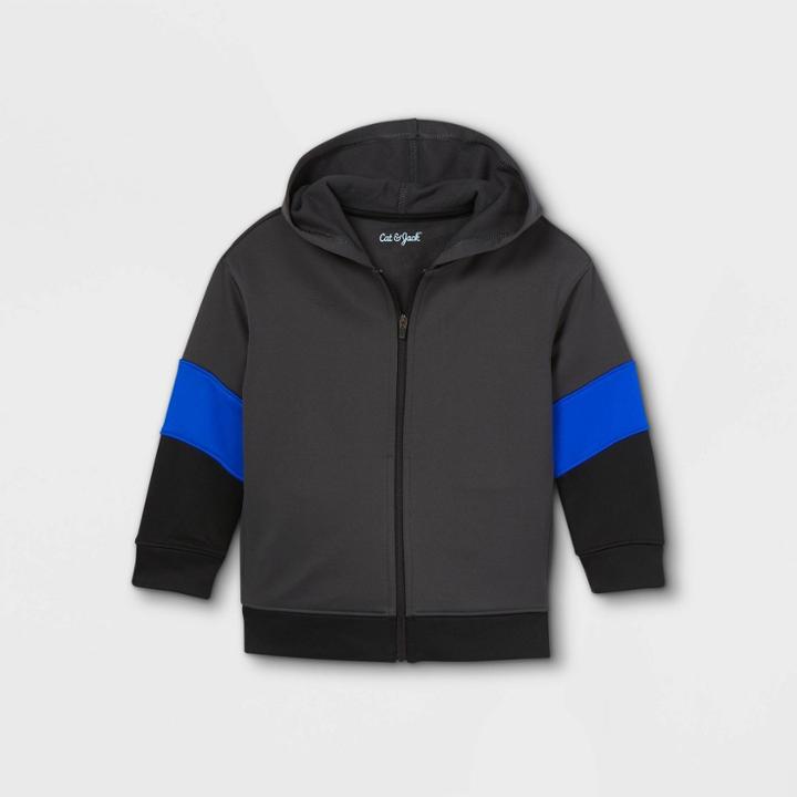 Toddler Boys' Active Zip-up Hooded Sweatshirt - Cat & Jack Charcoal Gray