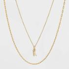 14k Gold Plated Crystal Initial 'k' Pendant Chain Necklace - A New Day Gold