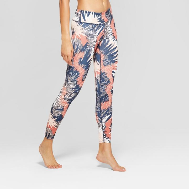 Women's Comfort Printed 7/8 Mid - Rise Leggings - Joylab Batik Scroll Cognac