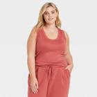 Women's Plus Size Slim Fit Tank Top - A New Day Coral Pink