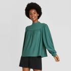 Women's Long Sleeve Blouse - A New Day Teal