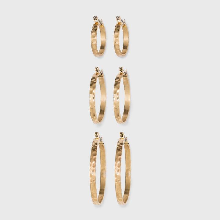 Textured Multi Click Top In Worn Gold Hoop Earring Set - Universal Thread Gold, Women's