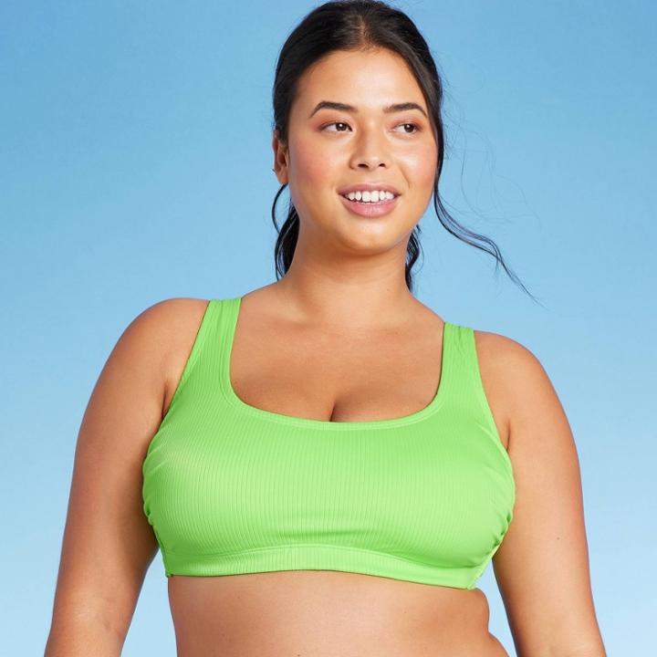 Women's Ribbed Bralette Bikini Top - Wild Fable Green Xxs