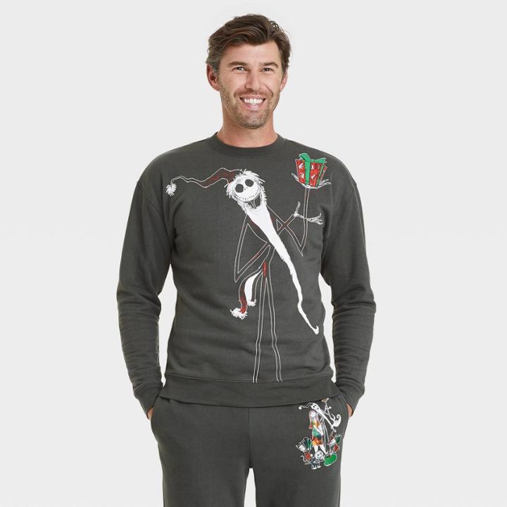 Men's Disney Nightmare Before Christmas Family Holiday Graphic Sweatshirt - Black
