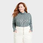 Women's Plus Size Long Sleeve Turtleneck Top - Knox Rose Green