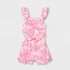 Toddler Girls' Tie-dye Ruffle Sleeve Romper - Cat & Jack Pink