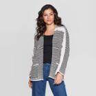 Women's Striped Fringe Detail Long Sleeve Cardigan - Knox Rose Black S, Women's,