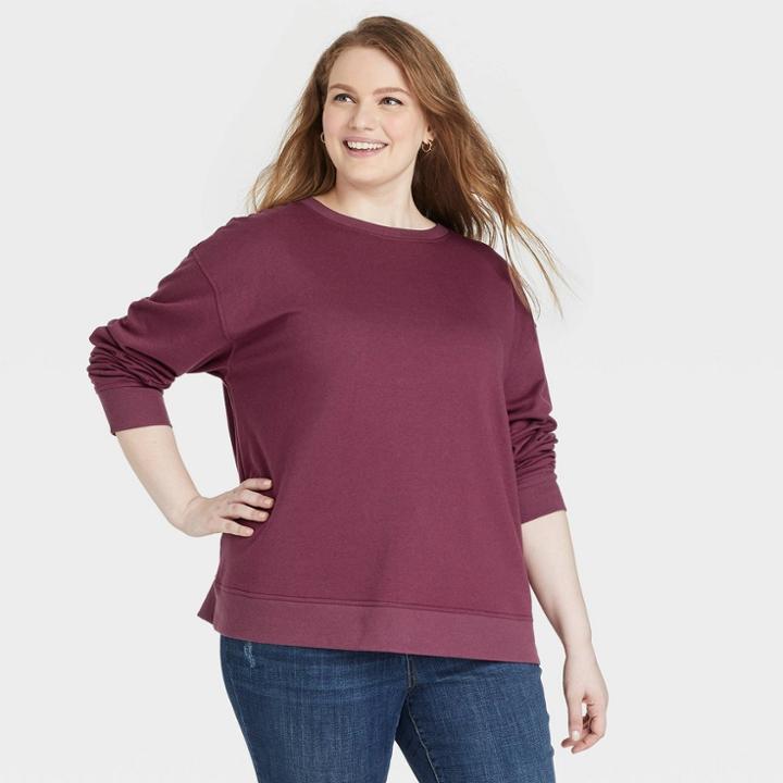 Women's Plus Size Fleece Sweatshirt - Ava & Viv Burgundy