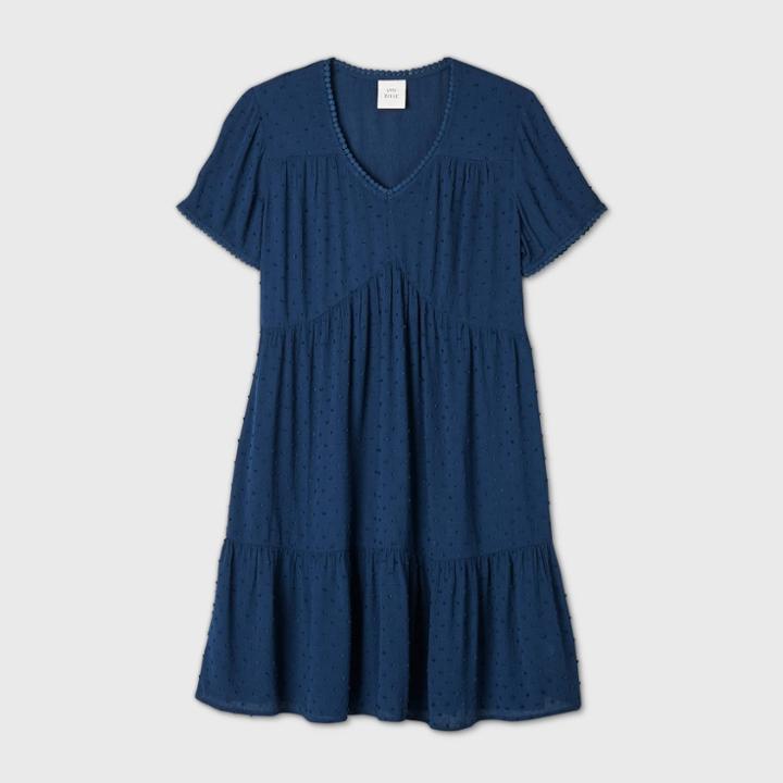 Women's Short Sleeve Clip Dot Dress - Knox Rose Navy