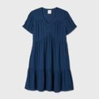 Women's Short Sleeve Clip Dot Dress - Knox Rose Navy