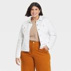 Women's Plus Size Button-down Jean Jacket - Ava & Viv White X
