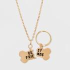 Charm Dog Bone And Keyring Set Pendant Necklace 2ct - Wild Fable Gold, Women's