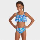 Girls' Floral Ruffle Edge Bandeau Bikini Set - Cat & Jack