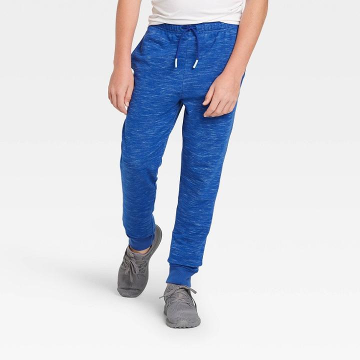 Boys' French Terry Jogger Pants - All In Motion Blue Heather Xl, Boy's, Blue Grey