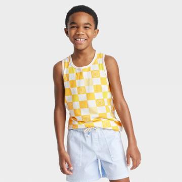 Boys' Smiley Checkered Graphic Tank Top - Cat & Jack Off-white
