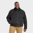 Men's Big & Tall David Wash Sherpa Lined Denim Trucker Jacket - Goodfellow & Co Black Denim