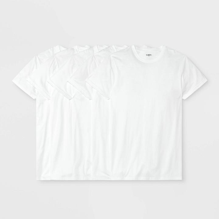 Men's 4+1 Bonus Pack Short Sleeve Crew Neck Undershirt - Goodfellow & Co White