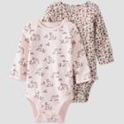 Baby Girls' 2pk 'dear' Bodysuit - Little Planet By Carter's Pink/beige Newborn