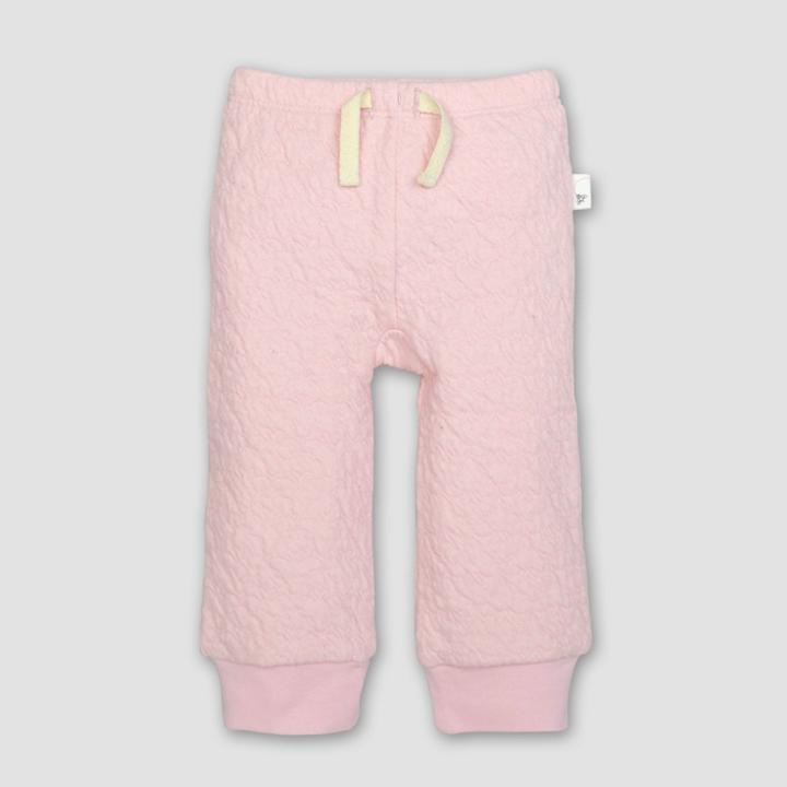 Burt's Bees Baby Girls' Organic Cotton Quilted Bee Pants - Blossom 0-3m, Girl's, Pink