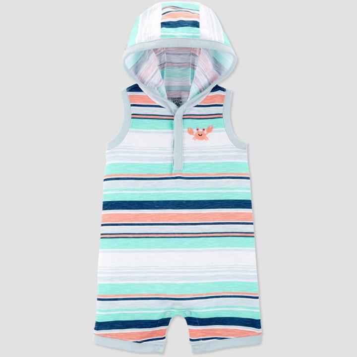 Baby Boys' Crab Embroided Stripe One Piece Romper - Just One You Made By Carter's Green/white Newborn, Boy's