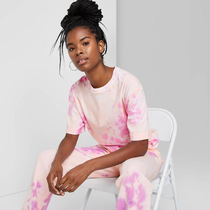 Women's Short Sleeve T-shirt - Wild Fable Purple Tie-dye