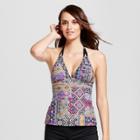 Women's Open Back Tankini Top - Black Multi - M - Mossimo,