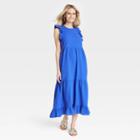 Women's Gauze Flutter Short Sleeve Dress - Universal Thread Blue