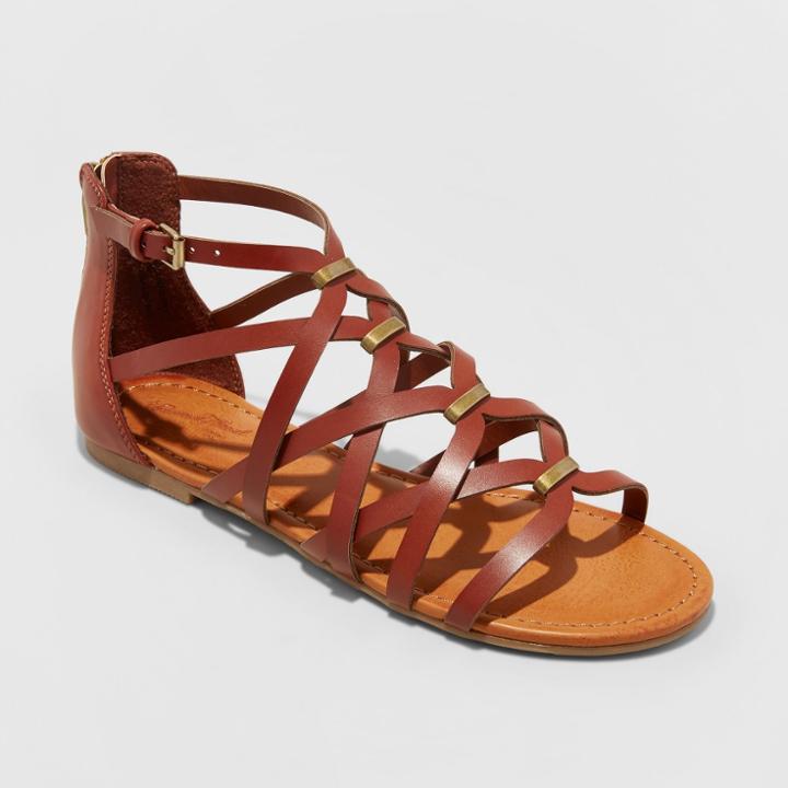 Women's Kerri Wide Width Gladiator Sandals - Universal Thread Cognac (red) 9w,