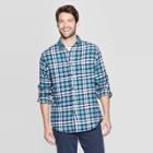 Men's Plaid Standard Fit Long Sleeve 1-pocket Flannel Button-down Shirt - Goodfellow & Co Endless Ocean S, Men's, Size: Small, Endless Blue