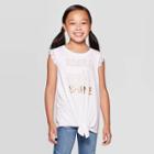 Girls' Tie Front Lace Tank Top - Art Class White