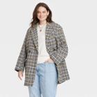 Women's Plus Size Top Overcoat - A New Day Blue Plaid