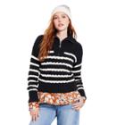 Women's Quarter Zip Striped Cable Knit Sweater - La Ligne X Target Black/white Xxs