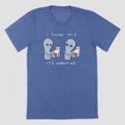 Threadless Men's Strange Planet Vibrating Cat Short Sleeve Graphic T-shirt - Heather Blue