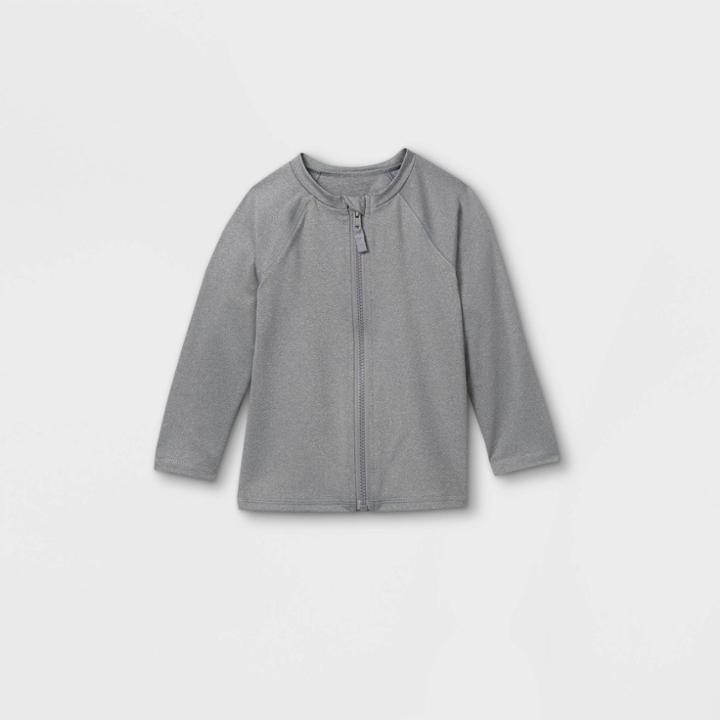 Toddler Boys' Zip-up Long Sleeve Rash Guard Swim Shirt - Cat & Jack Heather Gray
