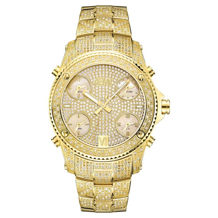 Men's Jbw Jb-6213-a Jet Setter Multi-time Zone Swiss Movement Real Diamond Watch - Gold, Size: Large, Pharoah Gold