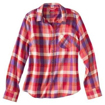 Merona Petites Long-sleeve Flannel Shirt - Orange