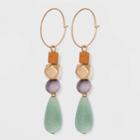 Semi-precious Aventurine Lilac And Jade With Worn Gold Hoop Earrings - Universal Thread Orange/lilac/jade, Orange/purple/green