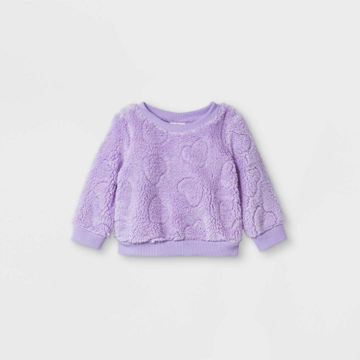 Baby Girls' Sparkle Heart Shirt Jacket - Cat & Jack Purple Newborn